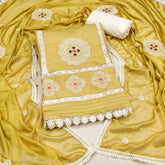 Yellow Premium Silk Embroidery work Unstitched suit